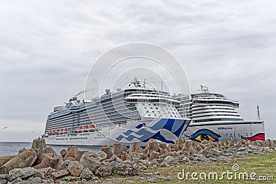 Cruise ships AIDAprima und Regal Princess in port of Tallinn Editorial Stock Photo