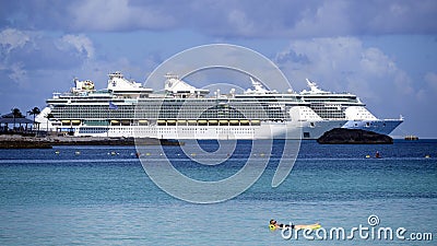 Cruise ships harbored on Stirrup Cay Bahamas Editorial Stock Photo