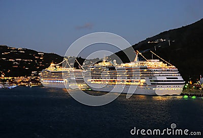 Cruise ships at night Stock Photo