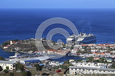 Cruise ships in Trinidad, Caribbean Editorial Stock Photo