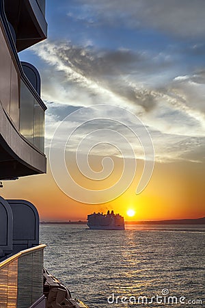 Cruise Sunset Stock Photo