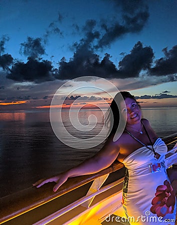 Cruise sunset tropical night Stock Photo