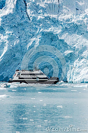 Cruise tour at Holgate Glacier of Aialik Bay in Alaska Editorial Stock Photo
