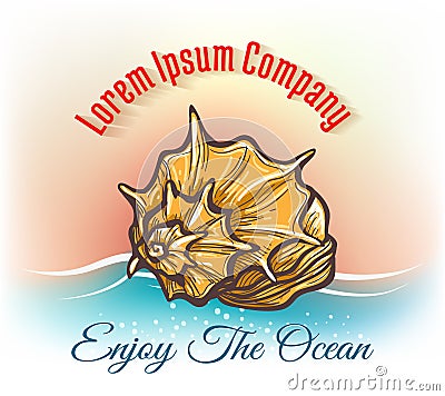 Cruise travelling logo with seashell Vector Illustration