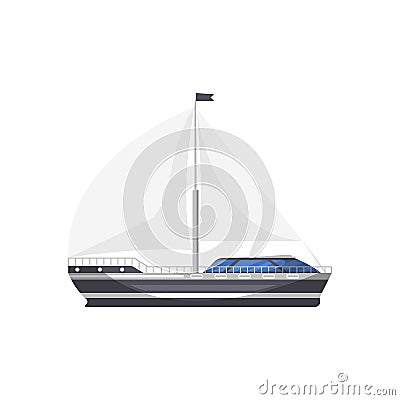 Cruise yacht side view isolated icon Cartoon Illustration