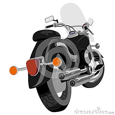 Cruiser motorcycle half side rear view isolated on white vector illustration Vector Illustration