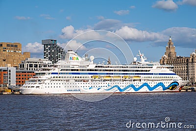 Cruiser ship docked at the Port of Liverpool Editorial Stock Photo