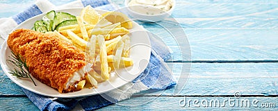 Crumbed deep fried fillet of cod Stock Photo