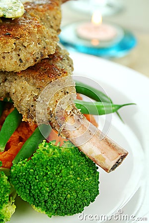 Crumbed Lamb Cutlets Stock Photo