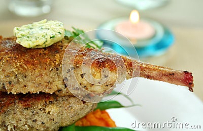 Crumbed Lamb Cutlets Stock Photo