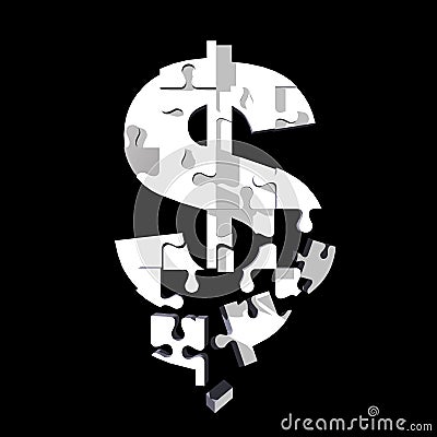 Crumble dollar sign puzzle Stock Photo