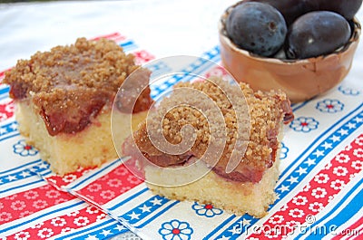 Crumble plums cake Stock Photo