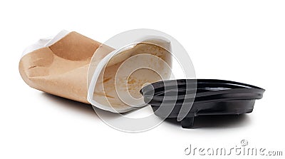 Crumbled brown paper coffee cup isolated Stock Photo