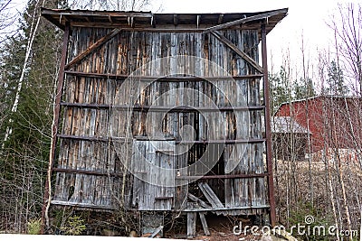 Crumbled old wooden barn in Sweden Stock Photo