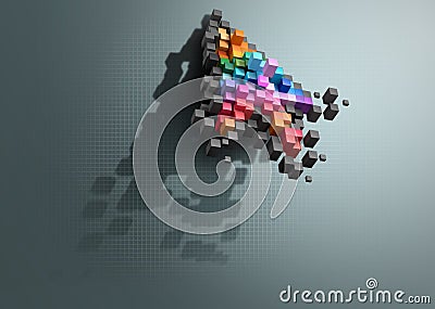 Crumbling cursor color pixel computer mouse Stock Photo