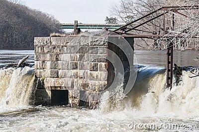 Crumbling infrastructure Blackstone River Stock Photo