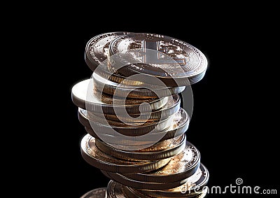 Crumbling Litecoin Coin Stack Stock Photo