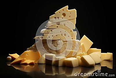 Crumbly Cheese piece food. Generate AI Stock Photo