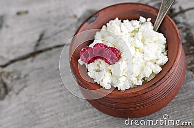Crumbly homemade cottage cheese Stock Photo