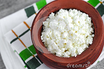 Crumbly homemade cottage cheese Stock Photo