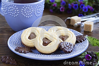 Crumbly shortbread with chocolate Stock Photo