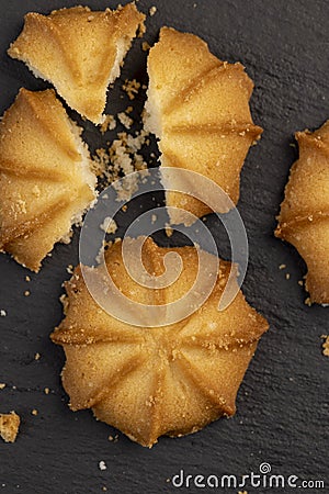 Crumbly shortbread cookies on the table Stock Photo