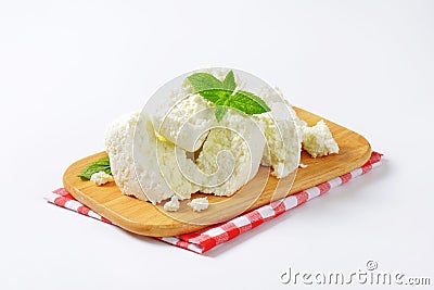 Crumbly white cheese Stock Photo