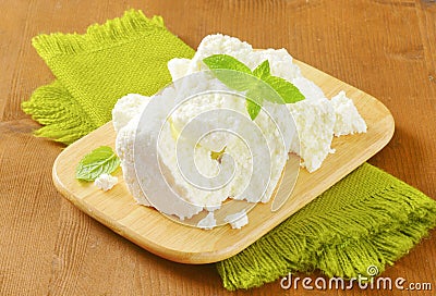 Crumbly white cheese Stock Photo