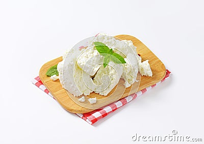 Crumbly white cheese Stock Photo