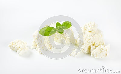 Crumbly white cheese Stock Photo