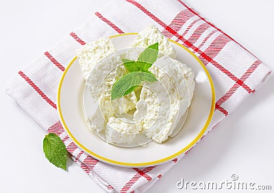 Crumbly white cheese Stock Photo