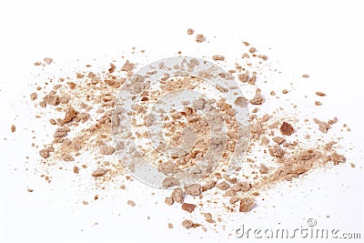 Crumbs scattered on white background Stock Photo