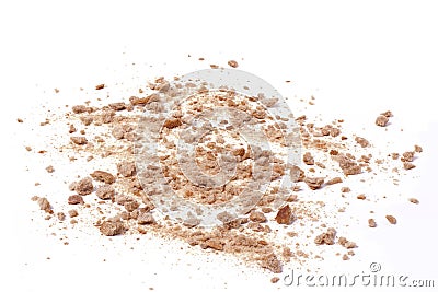 Crumbs scattered on white background Stock Photo