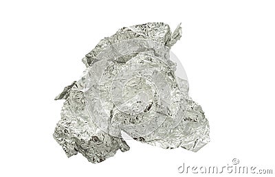 Crumpled aluminum foil isolated Stock Photo