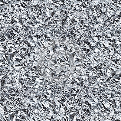 Crumpled Aluminum Foil - Seamless Texture Stock Photo