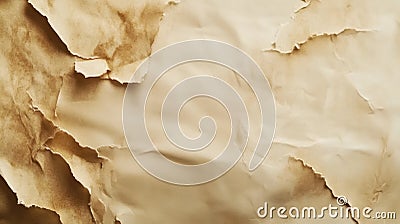 Crumpled background paper showing wrinkles and burned edges creating abstract shapes texture Stock Photo