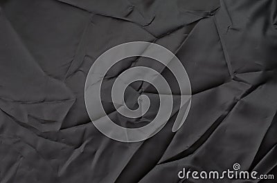 Crumpled black fabric texture Stock Photo