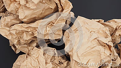 Crumpled brown paper.It is mauled on black background Stock Photo