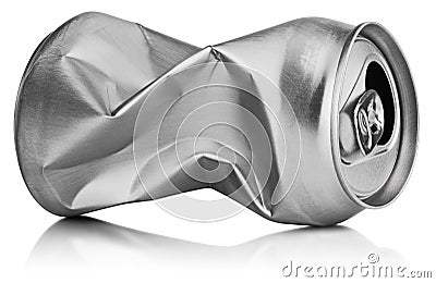 Crumpled empty can Stock Photo