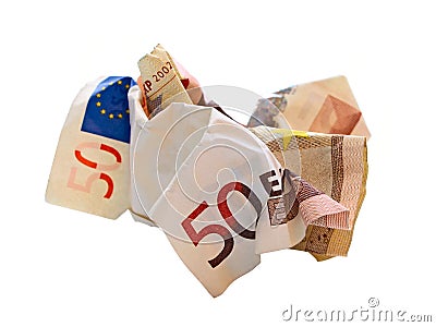 Crumpled euro bill Stock Photo