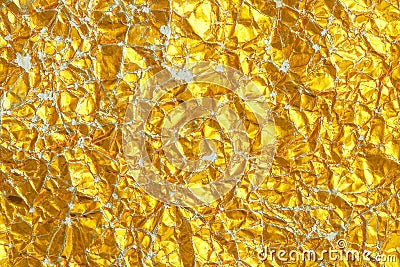 crumpled gold foil paper Stock Photo