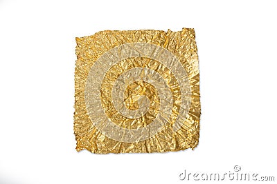 Crumpled gold leaf isolated on a white background Stock Photo