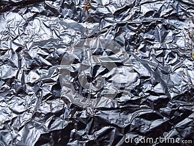 Crumpled gray plastic wrap texture Stock Photo