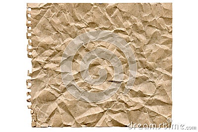 Crumpled kraft paper sheet torn from notebook Stock Photo