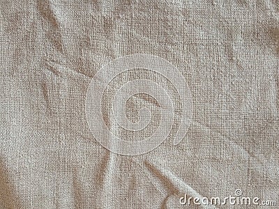 Crumpled linen fabric, natural color background Stock Photo