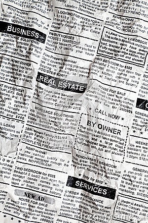 Crumpled Newspaper Stock Photo