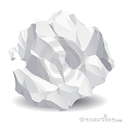 Crumpled paper ball icon. Realistic garbage, bad idea symbol, crushed piece of paper. Throw rumple grunge sheet. Mistake Vector Illustration