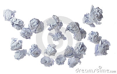 Crumpled paper ball is symbol of frustration discarded ideas, isolated white background. Crumpled paper ball write creative Stock Photo