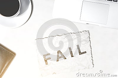 Crumpled paper with Fail text Stock Photo