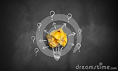 Crumpled paper symbolizing an idea that leads to new questions Stock Photo